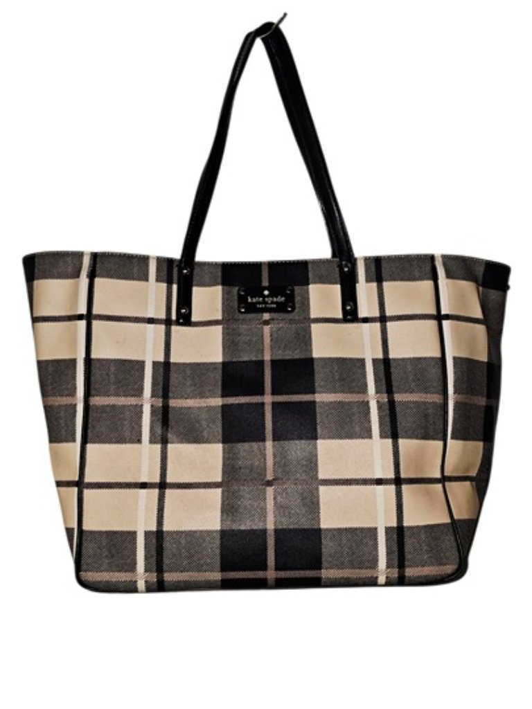 Kate Spade New York Ellison Avenue Sidney Tote Bag, Plaid Pumice Est. Msrp 378